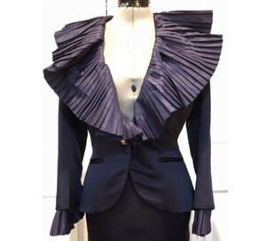 Christian Dior Vtg Satin Evening Jacket With Large Pleated Collar